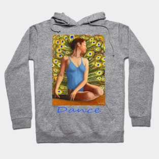 Dancer seated in front of peacock feathers Hoodie